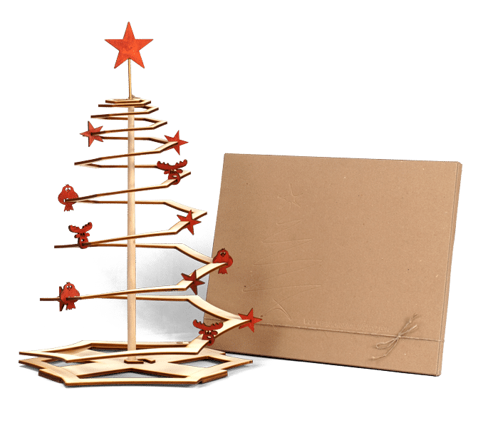 Weihnachtsbaum Alternative aus Holz mit Verpackung