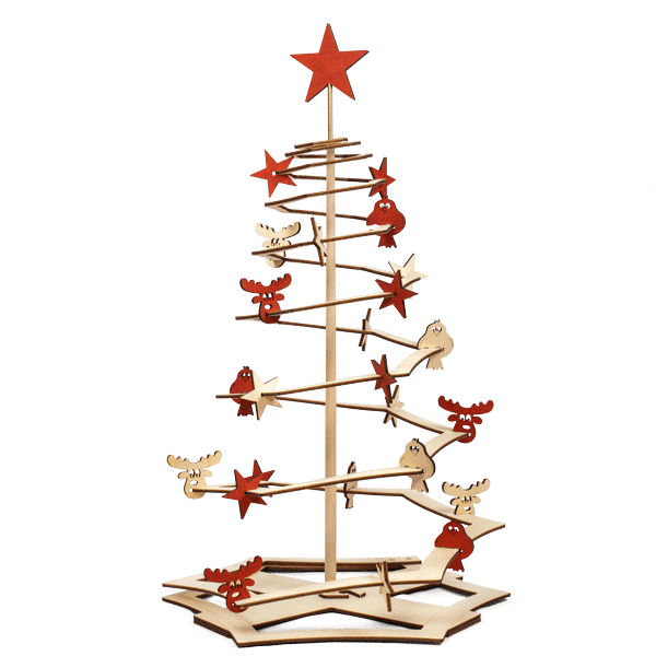 Weihnachtsbaum aus Holz, Modell Happy-Tree coloured