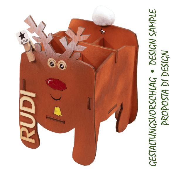 Rentier aus Holz, Rudolf, Deko